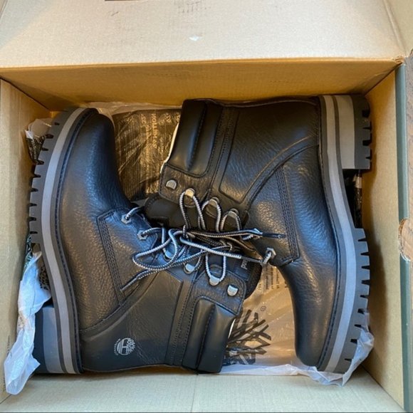 Timberland Courmayeur Valley Mid Lace Black Waterproof Boots Shoes 9 9.5 NEW - Picture 6 of 7